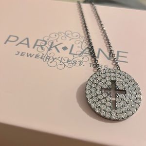 Park Lane Crystal Cross Black Necklace